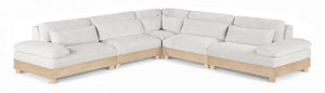 Meridian Furniture Turin Five Piece Modular Sectional Cream Chenille Art Deco Low Profile Living Room 612Cream-Sec5B