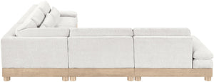 Meridian Furniture Turin Five Piece Modular Sectional Cream Chenille Art Deco Low Profile Living Room 612Cream-Sec5B