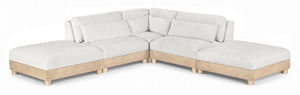 Meridian Furniture Turin Five Piece Modular Sectional Chenille Upholstered Art Deco Living Room Sofa 612Cream-Sec5C