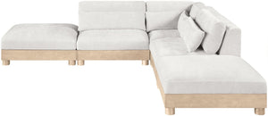 Meridian Furniture Turin Five Piece Modular Sectional Chenille Upholstered Art Deco Living Room Sofa 612Cream-Sec5C