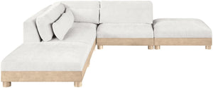 Meridian Furniture Turin Five Piece Modular Sectional Chenille Upholstered Art Deco Living Room Sofa 612Cream-Sec5C