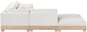 Meridian Furniture Turin Five Piece Modular Sectional Chenille Upholstered Art Deco Living Room Sofa 612Cream-Sec5C
