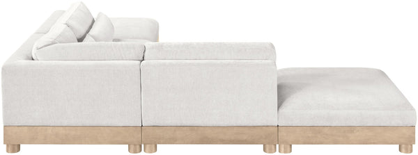 Meridian Furniture Turin Five Piece Modular Sectional Chenille Upholstered Art Deco Living Room Sofa 612Cream-Sec5C