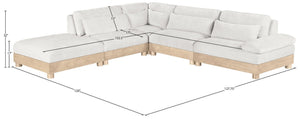 Meridian Furniture Turin Five Piece Modular Sectional Plush Chenille Cloud Sofa with Oak Wood Frame 612Cream-Sec5D