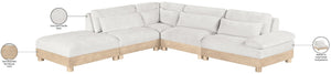 Meridian Furniture Turin Five Piece Modular Sectional Plush Chenille Cloud Sofa with Oak Wood Frame 612Cream-Sec5D