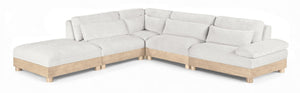 Meridian Furniture Turin Five Piece Modular Sectional Plush Chenille Cloud Sofa with Oak Wood Frame 612Cream-Sec5D
