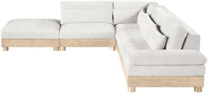 Meridian Furniture Turin Five Piece Modular Sectional Plush Chenille Cloud Sofa with Oak Wood Frame 612Cream-Sec5D