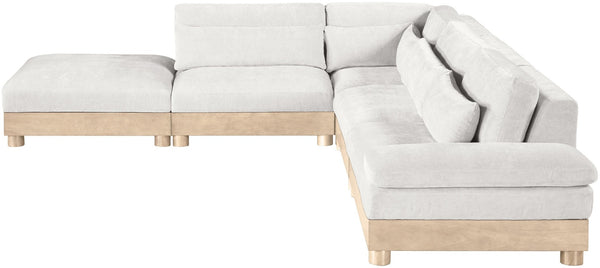Meridian Furniture Turin Five Piece Modular Sectional Plush Chenille Cloud Sofa with Oak Wood Frame 612Cream-Sec5D