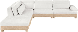 Meridian Furniture Turin Five Piece Modular Sectional Plush Chenille Cloud Sofa with Oak Wood Frame 612Cream-Sec5D