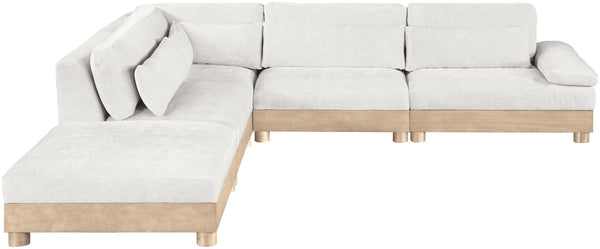 Meridian Furniture Turin Five Piece Modular Sectional Plush Chenille Cloud Sofa with Oak Wood Frame 612Cream-Sec5D