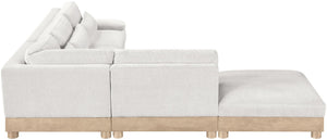 Meridian Furniture Turin Five Piece Modular Sectional Plush Chenille Cloud Sofa with Oak Wood Frame 612Cream-Sec5D