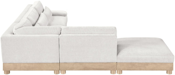 Meridian Furniture Turin Five Piece Modular Sectional Plush Chenille Cloud Sofa with Oak Wood Frame 612Cream-Sec5D