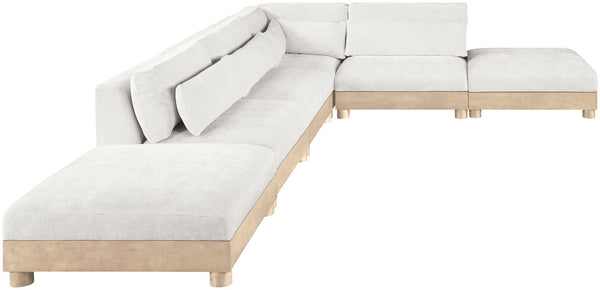 Meridian Furniture Turin Six Piece Modular Sectional Plush Chenille Art Deco Living Room Sofa 612Cream-Sec6B