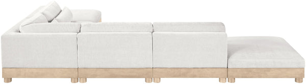 Meridian Furniture Turin Six Piece Modular Sectional Plush Chenille Art Deco Living Room Sofa 612Cream-Sec6B