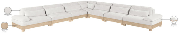 Meridian Furniture Turin Seven Piece Modular Sectional Plush Chenille Art Deco Seating for Living Room 612Cream-Sec7A