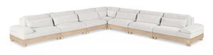 Meridian Furniture Turin Seven Piece Modular Sectional Plush Chenille Art Deco Seating for Living Room 612Cream-Sec7A