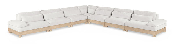 Meridian Furniture Turin Seven Piece Modular Sectional Plush Chenille Art Deco Seating for Living Room 612Cream-Sec7A