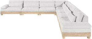 Meridian Furniture Turin Seven Piece Modular Sectional Plush Chenille Art Deco Seating for Living Room 612Cream-Sec7A