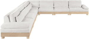 Meridian Furniture Turin Seven Piece Modular Sectional Plush Chenille Art Deco Seating for Living Room 612Cream-Sec7A