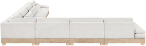 Meridian Furniture Turin Seven Piece Modular Sectional Plush Chenille Art Deco Seating for Living Room 612Cream-Sec7A