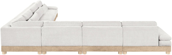 Meridian Furniture Turin Seven Piece Modular Sectional Plush Chenille Art Deco Seating for Living Room 612Cream-Sec7A
