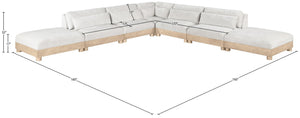Meridian Furniture Turin Seven Piece Modular Sectional Plush Chenille Living Room Lounge Art Deco 612Cream-Sec7B