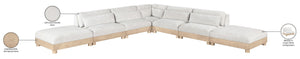 Meridian Furniture Turin Seven Piece Modular Sectional Plush Chenille Living Room Lounge Art Deco 612Cream-Sec7B