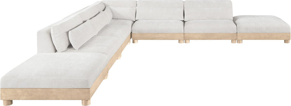 Meridian Furniture Turin Seven Piece Modular Sectional Plush Chenille Living Room Lounge Art Deco 612Cream-Sec7B