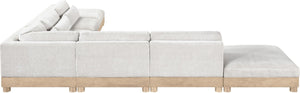Meridian Furniture Turin Seven Piece Modular Sectional Plush Chenille Living Room Lounge Art Deco 612Cream-Sec7B