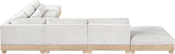 Meridian Furniture Turin Seven Piece Modular Sectional Plush Chenille Living Room Lounge Art Deco 612Cream-Sec7B