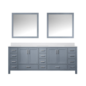 English Elm Dark Grey Double Bath Vanity 84 in with Cultured Marble Top, Soft-Close Drawers, Mirror, Ample Storage B2731S00898