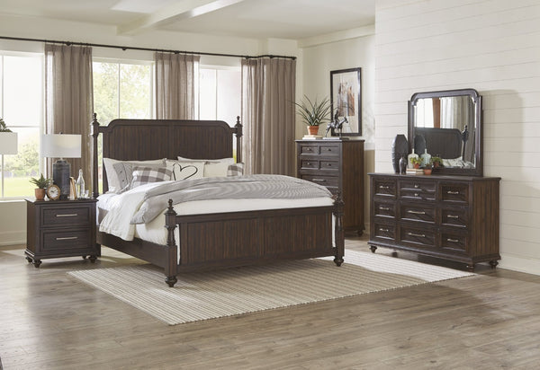 English Elm Solid Five Drawer Chest Acacia Wood Driftwood Charcoal Finish Transitional Bedroom Storage B011P208523