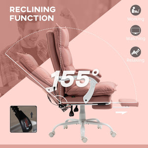English Elm Vinsetto Executive Massage Office Chair - Heated Reclining, Ergonomic Design With Footrest, Pink W2225P217486-GIGA