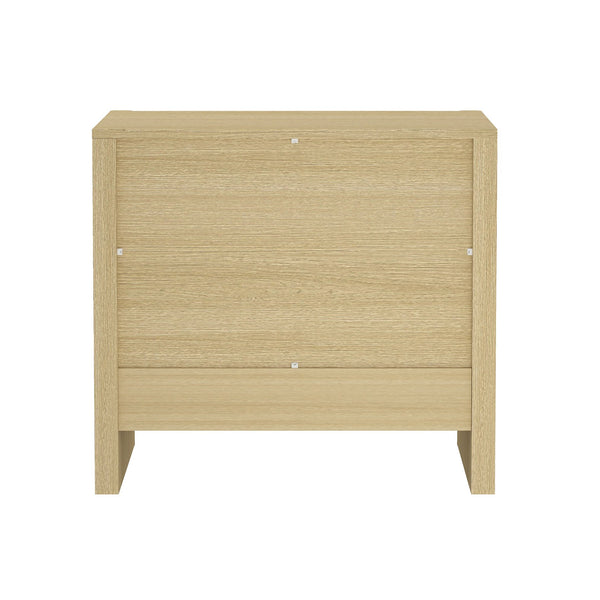 English Elm Linda 24" Nightstand with 2 Smooth-Glide Drawers, Minimalist Low-Profile Design & Warm Wood-Grain Texture Oak B365P398179
