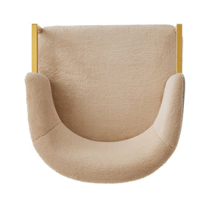 English Elm Modern Faux Fur Accent Chair Plush Upholstered Seat with Gold Iron Legs for Any Room Brown N763P360688D