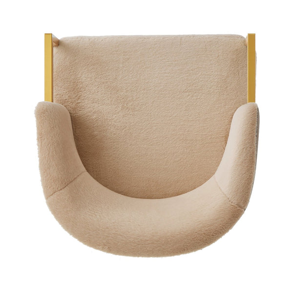 English Elm Modern Faux Fur Accent Chair Plush Upholstered Seat with Gold Iron Legs for Any Room Brown N763P360688D