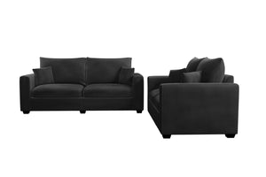 English Elm Contemporary Corduroy Sofa and Loveseat Set with Square Arms for Living Room B011S02223