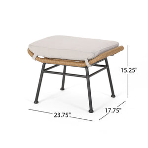 English Elm Christopher Knight Home® - Montana Light Brown Faux Rattan Outdoor Ottoman Set of 2 with Water-Resistant Cushions, Steel Frame Durable Elegance 65045.00LBRN