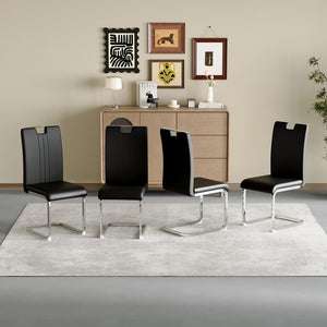English Elm Set of 4 Bow Back Pu Leather Dining Chairs for Industrial Modern Kitchens W1512P491844