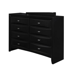 English Elm LUCILLE Spacious Chest of Drawers with Chambered Fronts and Solid Wood Construction, Sleek Tone Finish Black 60.47 L x 18.94 W x 43.19 H B201P294795