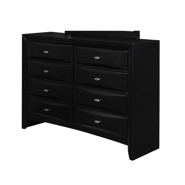 English Elm LUCILLE Spacious Chest of Drawers with Chambered Fronts and Solid Wood Construction, Sleek Tone Finish Black 60.47 L x 18.94 W x 43.19 H B201P294795