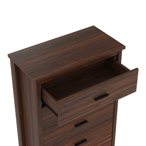 English Elm 4PCS Queen Bedroom Set with Storage Headboard & Built‑In Charging Station, 2 Nightstands, Dresser Walnut 54.25 L x 18.75 W x 9.25 H N733S307937W