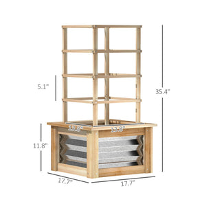 English Elm Versatile Raised Garden Bed with Trellis Fir Wood Galvanized Steel Patio Planter T3971P422642