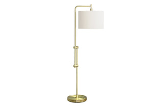 English Elm Lighting, Brass Arc Floor Lamp with Ivory Drum Shade for Living Room Ambiance B2710P221318