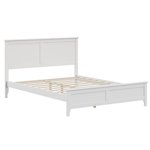 English Elm Modern Pine Wood Queen Platform Bed Slatted Headboard Tapered Legs Bedroom Frame White BS701P414285K