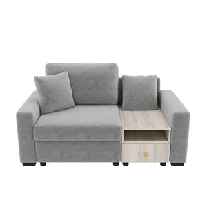 English Elm Modern Chenille Upholstered Compact Sofa with Console Storage Armrest for Living Room Grey N763S000061E