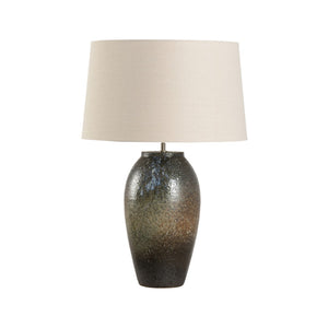 Wildwood Megumi Handcrafted Shiga Ceramic Table Lamp With Earthy Ombre Glaze, Linen Shade, Cloth Cord (26.5") 61300-2