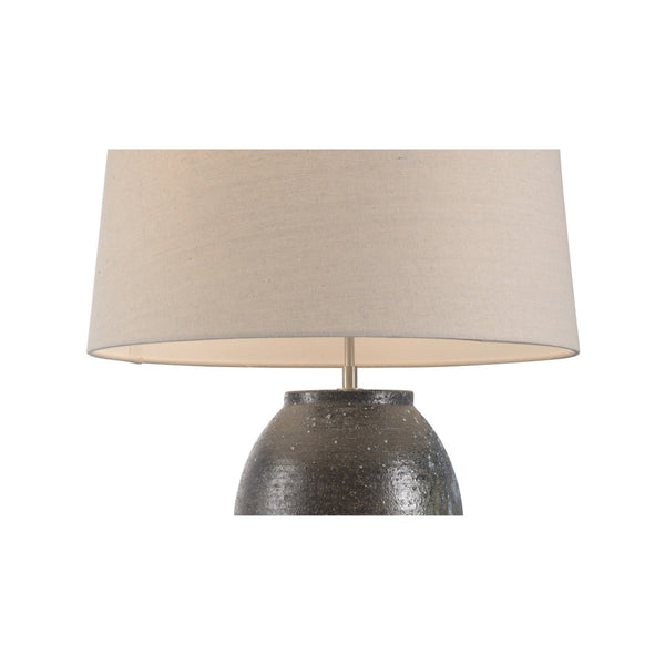 Wildwood Megumi Handcrafted Shiga Ceramic Table Lamp With Earthy Ombre Glaze, Linen Shade, Cloth Cord (26.5") 61300-2