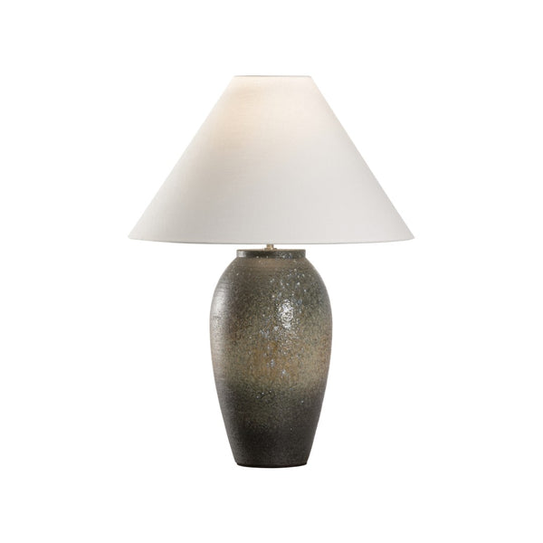 Wildwood Megumi Handcrafted Japanese Table Lamp With Shiga Ombre Glaze, Linen Shade & Cloth Cord 26.5" 61300