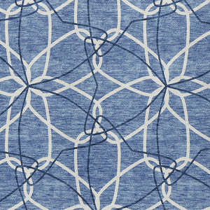 Homeroots 3' Geometric Washable Area Rug For Indoor & Outdoor Use - Stylish & Durable For High Traffic Areas Denim Blue Polyester 613000